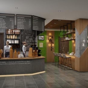 现代咖啡厅3D模型下载